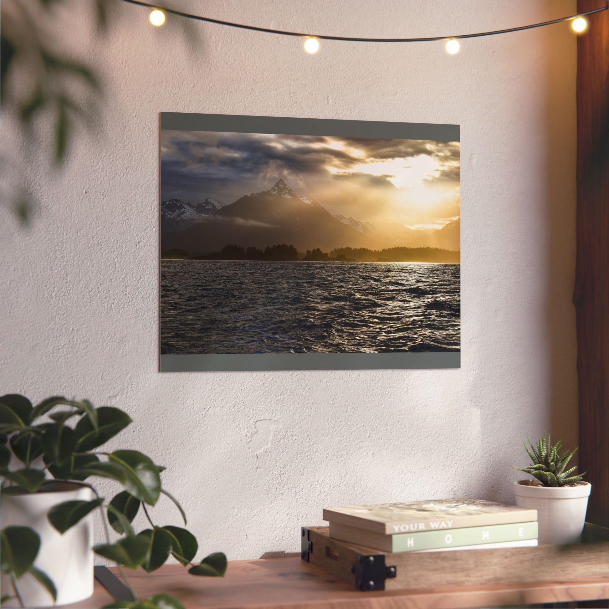 Framed Nature Artwork Print, Coastal Landscape Wall Decor, Mountain and Sea Art, Home Office Decor, Gift for Nature Lovers