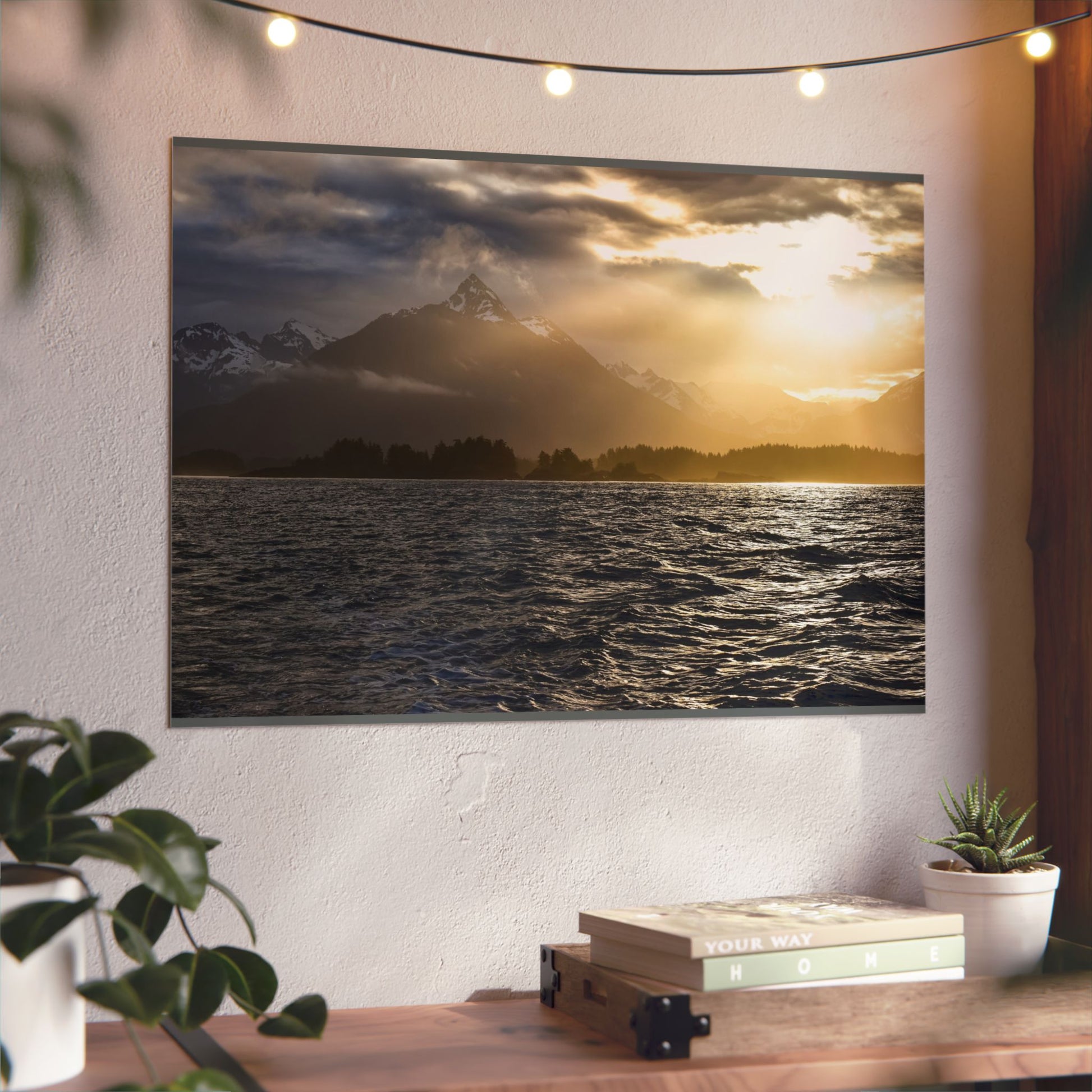Framed Nature Artwork Print, Coastal Landscape Wall Decor, Mountain and Sea Art, Home Office Decor, Gift for Nature Lovers