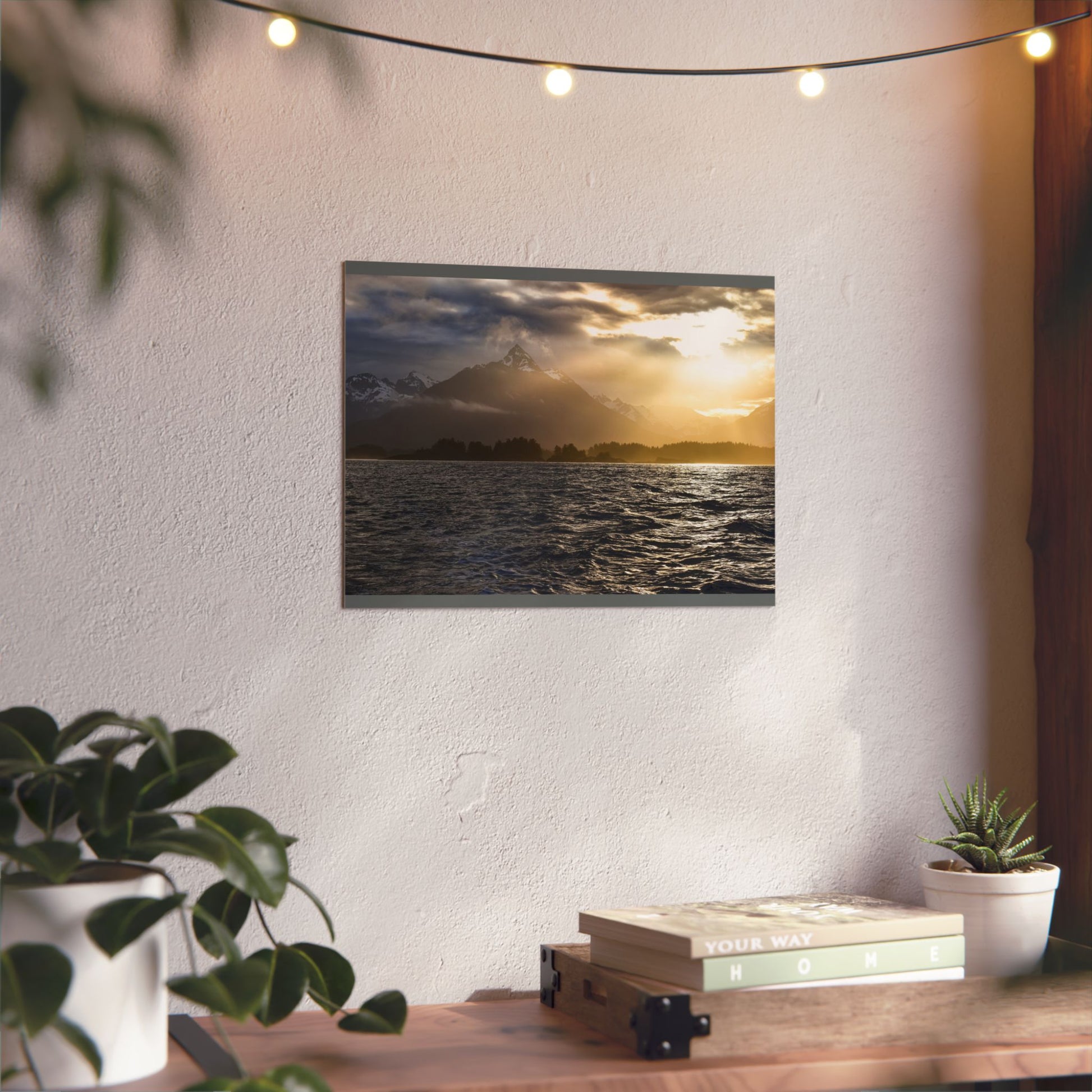 Framed Nature Artwork Print, Coastal Landscape Wall Decor, Mountain and Sea Art, Home Office Decor, Gift for Nature Lovers