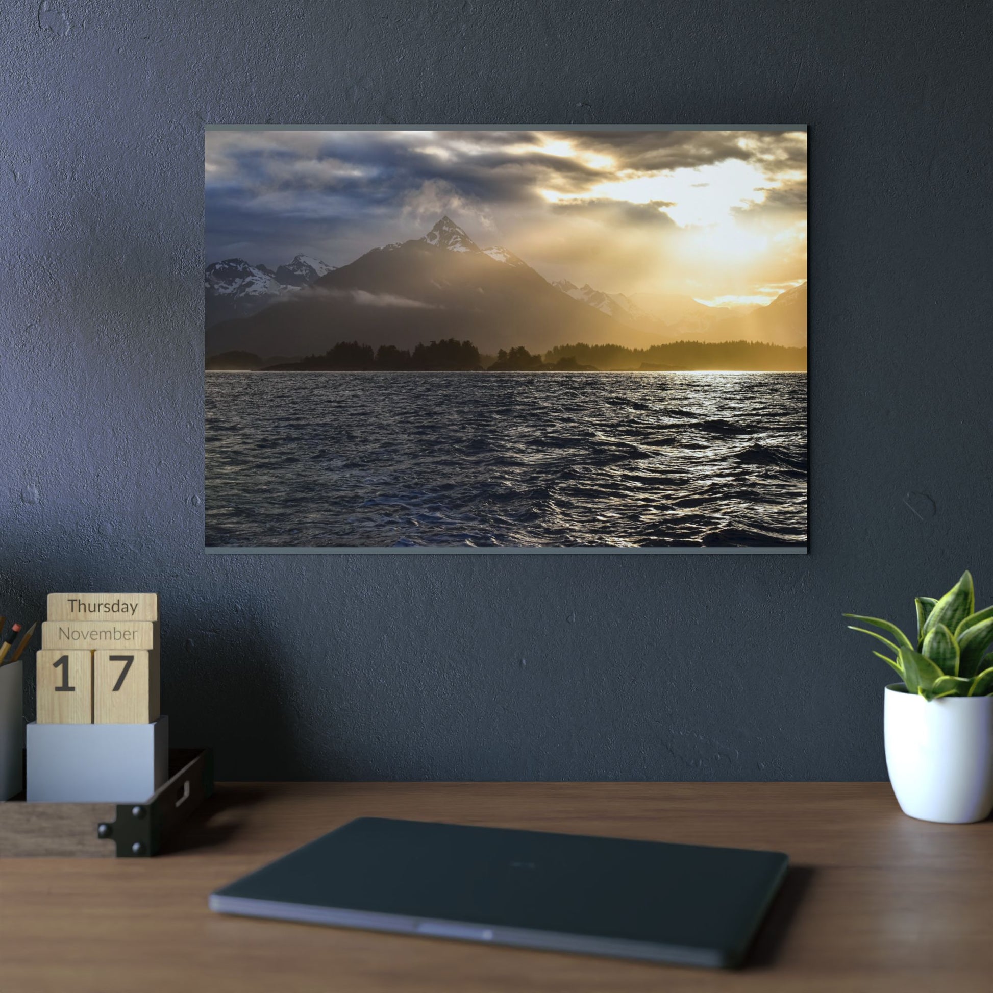 Framed Nature Artwork Print, Coastal Landscape Wall Decor, Mountain and Sea Art, Home Office Decor, Gift for Nature Lovers