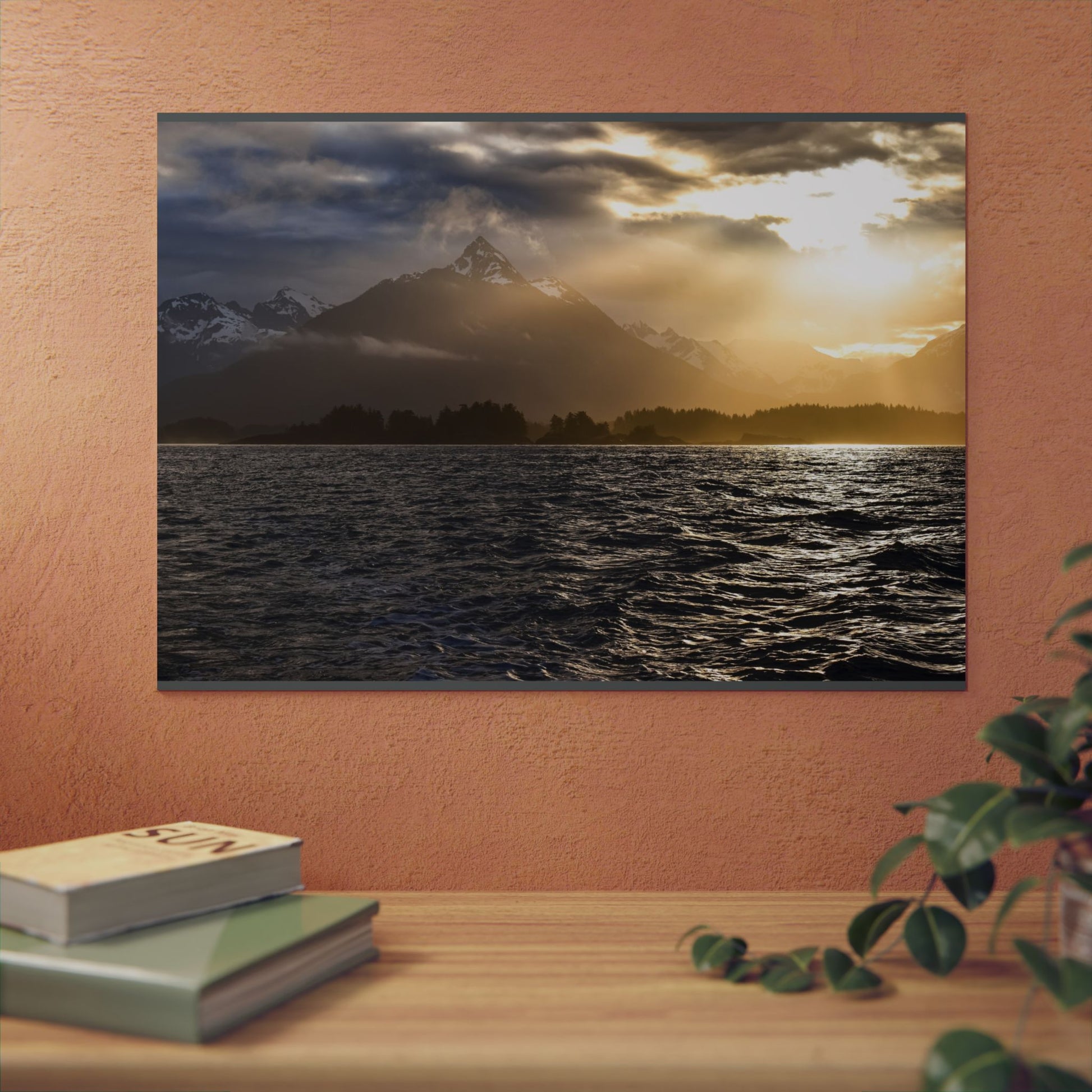 Framed Nature Artwork Print, Coastal Landscape Wall Decor, Mountain and Sea Art, Home Office Decor, Gift for Nature Lovers